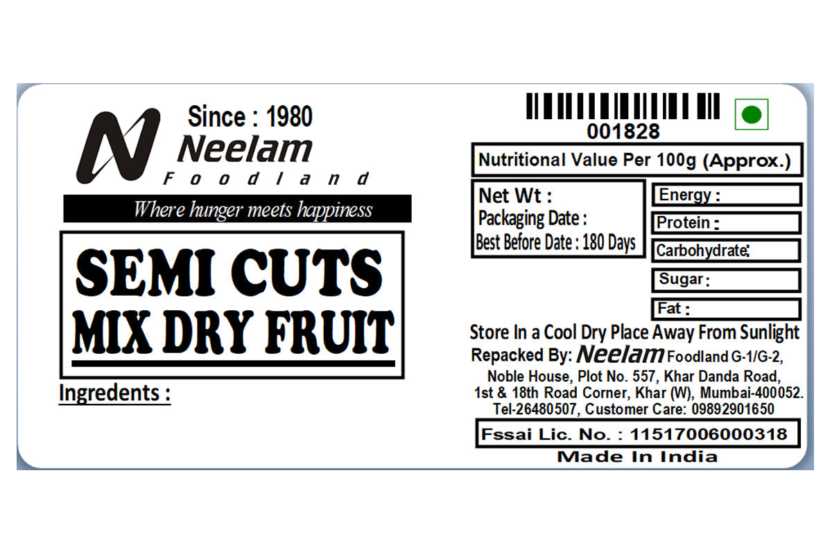 mix dry fruit semi cuts 250