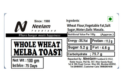 whole wheat melba toast 100