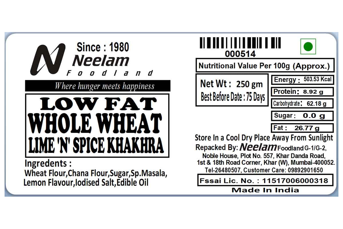 whole wheat lime n spice khakhra 250