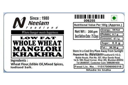 whole wheat manglori khakhra mini 200