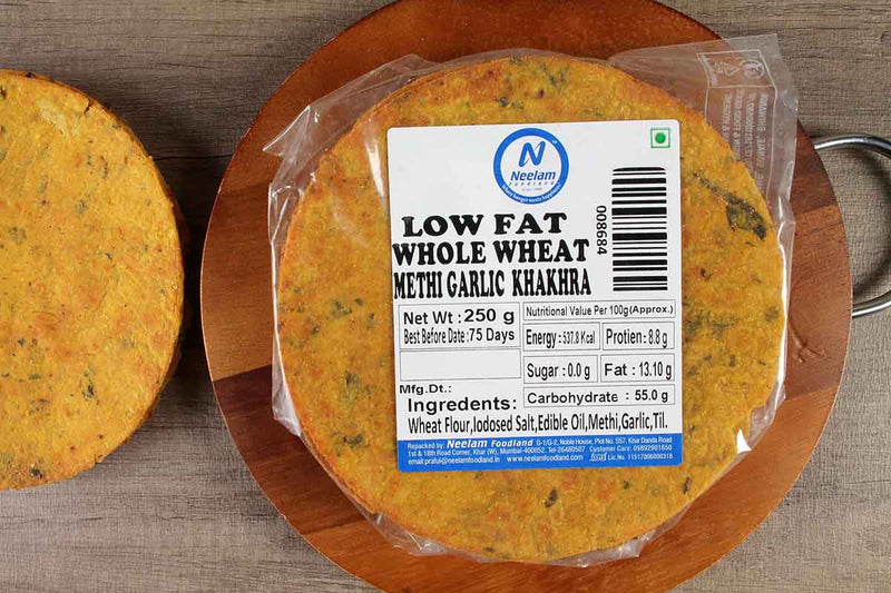 LOW FAT WHOLE WHEAT METHI GARLIC KHAKHRA