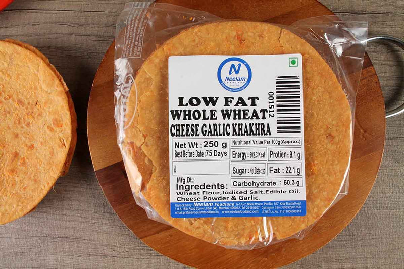 LOW FAT WHOLE WHEAT CHEESE GARLIC KHAKHRA