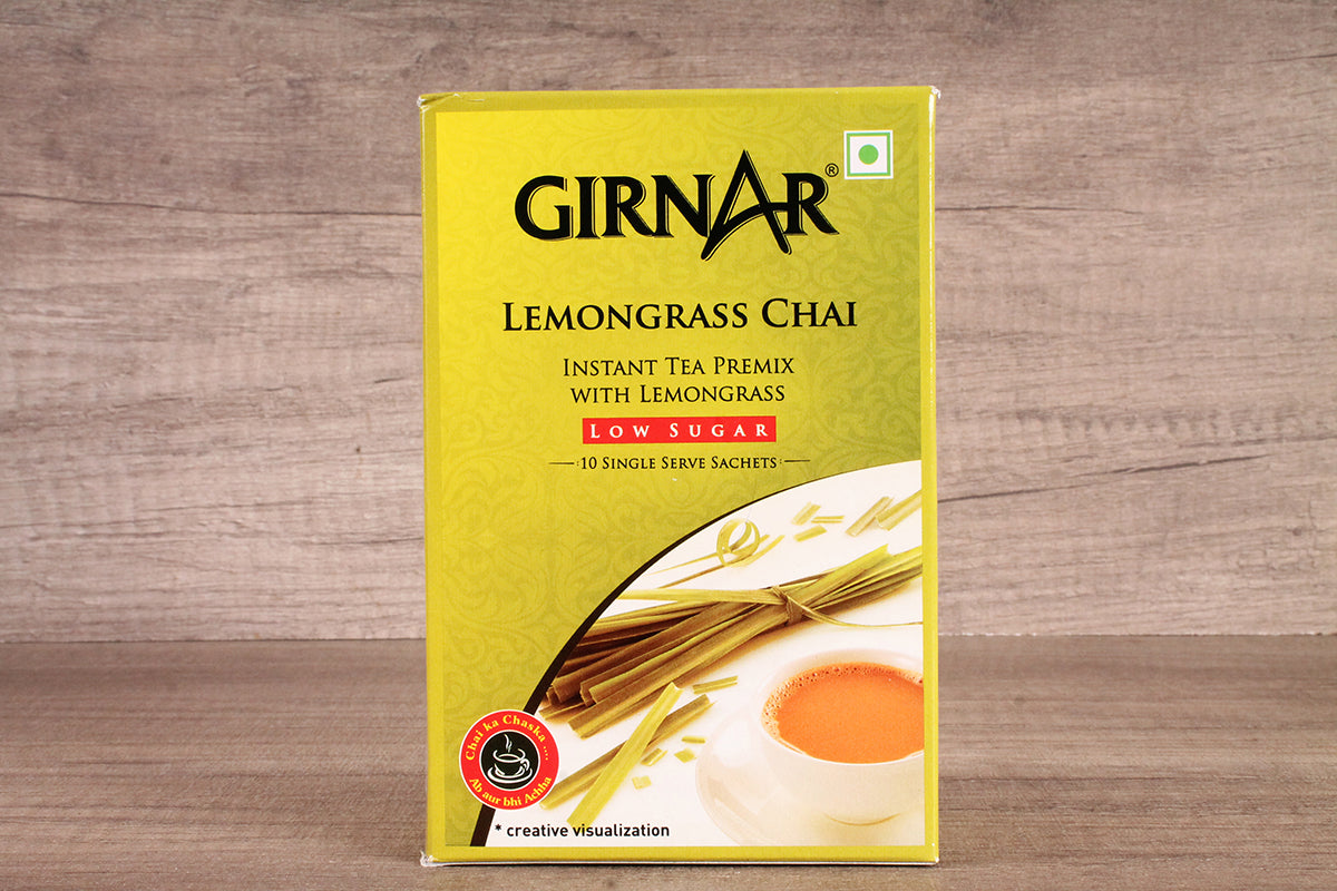 girnar premix lemon grass chai low sugar 80 gm 10 sachets