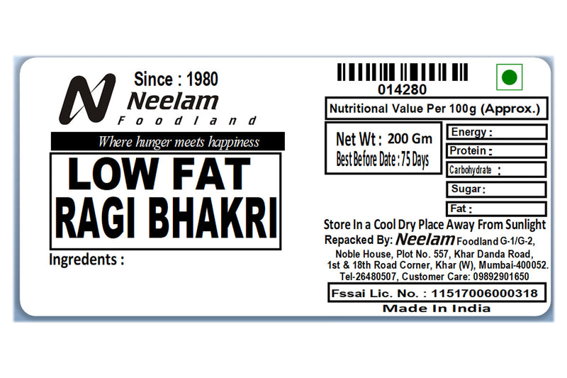 LOW FAT RAGI BHAKRI 200 GM